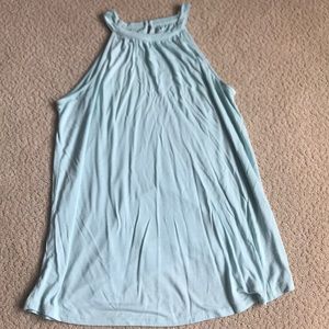 Pale green/blue sleeveless high-neck top, Small